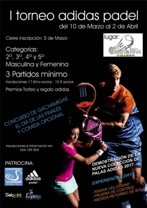 I Torneo Adidas Padel - 2, 3, 4, 5 categoria, masculina y femenina