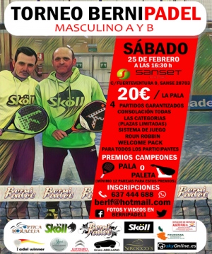 Torneo de Padel Bernipadel Masculino A y B Sabado 25-02-2017 - MASCULINA A Y B