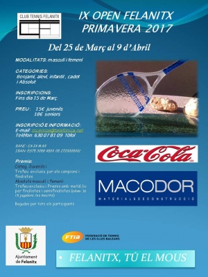 IX Open Felanitx Primavera 2017 IX Open Felanitx Primavera 2017